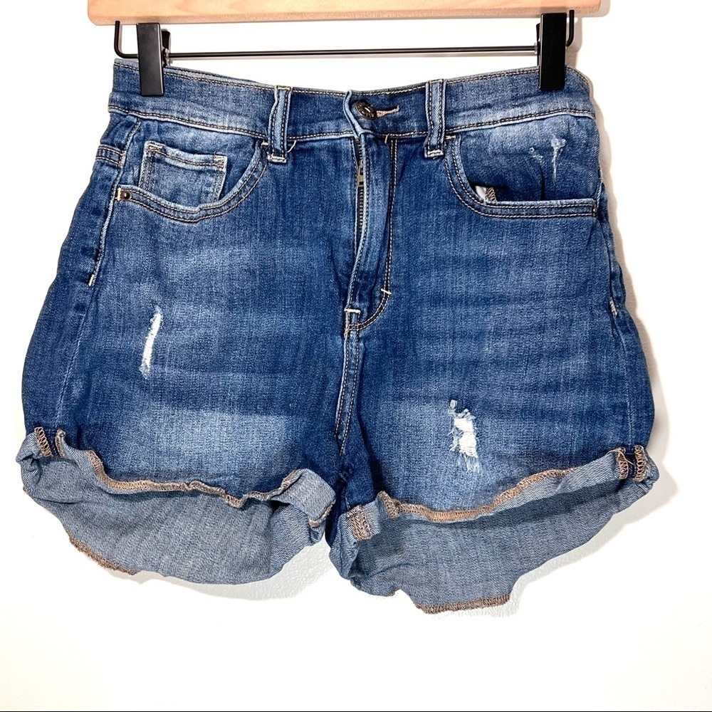 Sneak peek high rise jean shorts